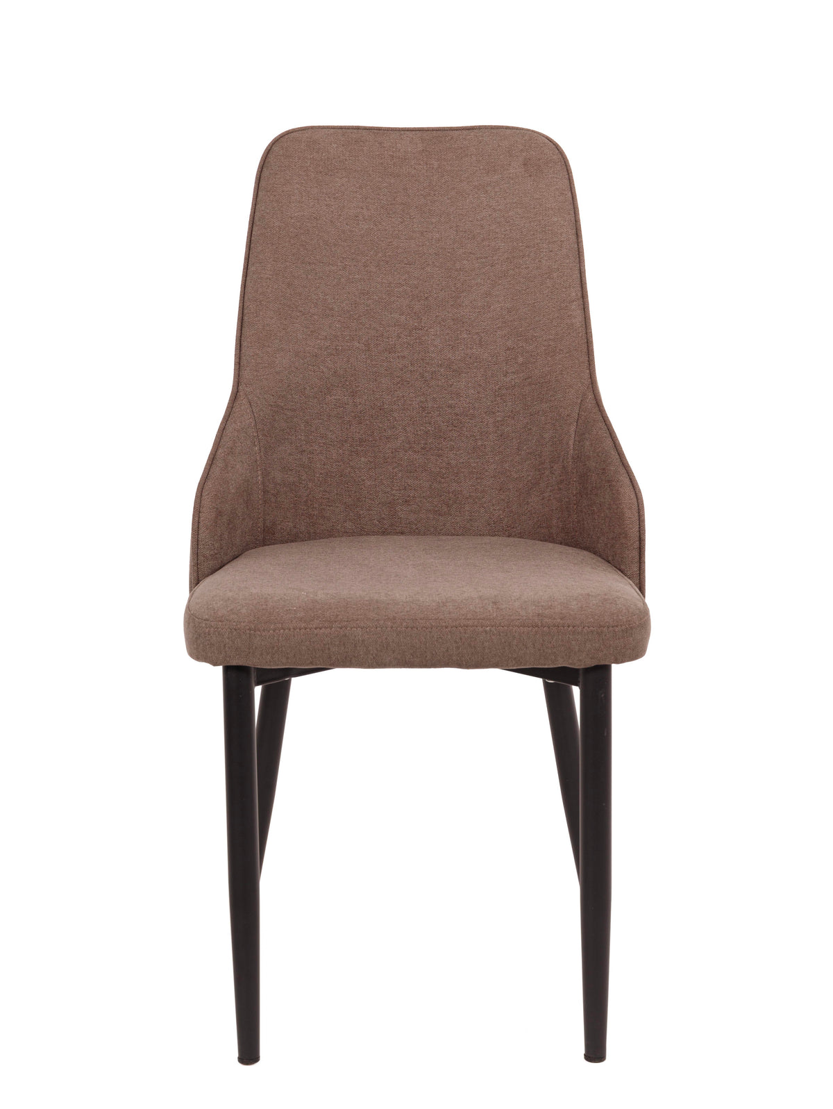 Sedia Chantal in Tessuto Tortora con Gambe Nero Opaco, Sedia Imbottita da Pranzo, Design Moderno ed Elegante per Cucina, Soggiorno e Sala da Pranzo