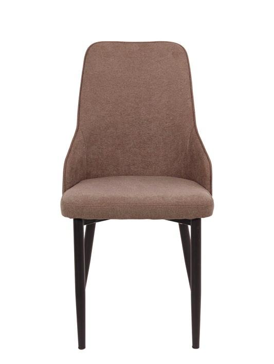 Sedia Chantal in Tessuto Tortora con Gambe Nero Opaco, Sedia Imbottita da Pranzo, Design Moderno ed Elegante per Cucina, Soggiorno e Sala da Pranzo