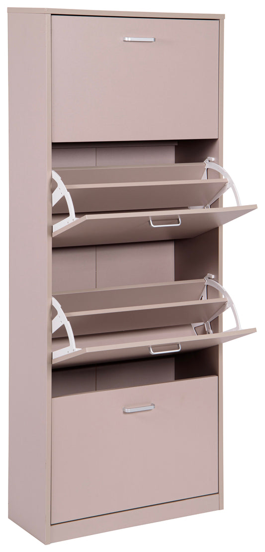 Scarpiera 4 Ante Tortora 60x24x150 cm, Mobile Portascarpe Salvaspazio, Design Moderno per Ingresso, Corridoio e Camera da Letto