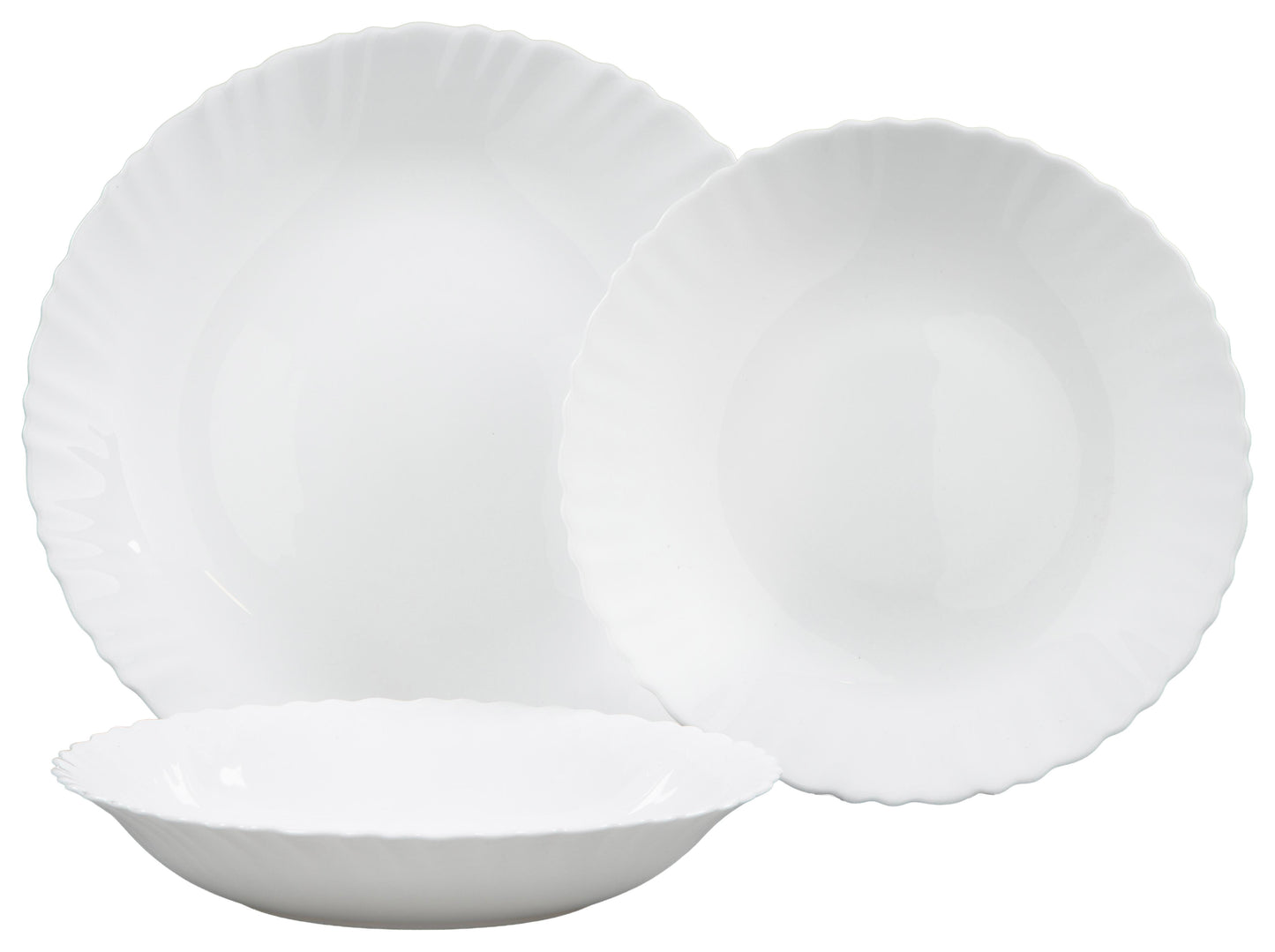 Set 18 piatti in Vetro Opale Tori Bianco
