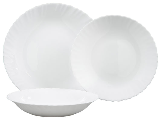 Set 18 piatti in Vetro Opale Tori Bianco