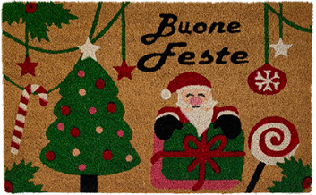 Zerbino Natalizio Buone Feste con Babbo Natale, Albero e Regali, 45 x 75 cm