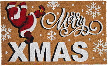 Zerbino Natalizio Merry Xmas con Babbo Natale e Fiocchi di Neve  45 x 75 cm