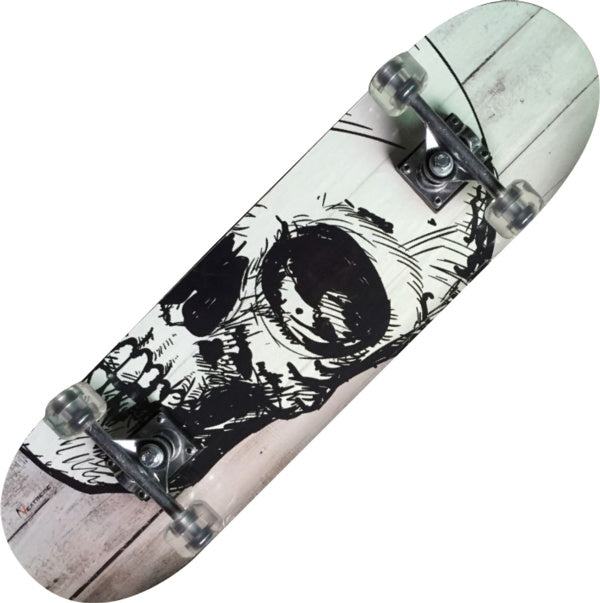 Skateboard Tribe Pro White Skull - Tavola in Acero 9 Strati con Truck in Alluminio