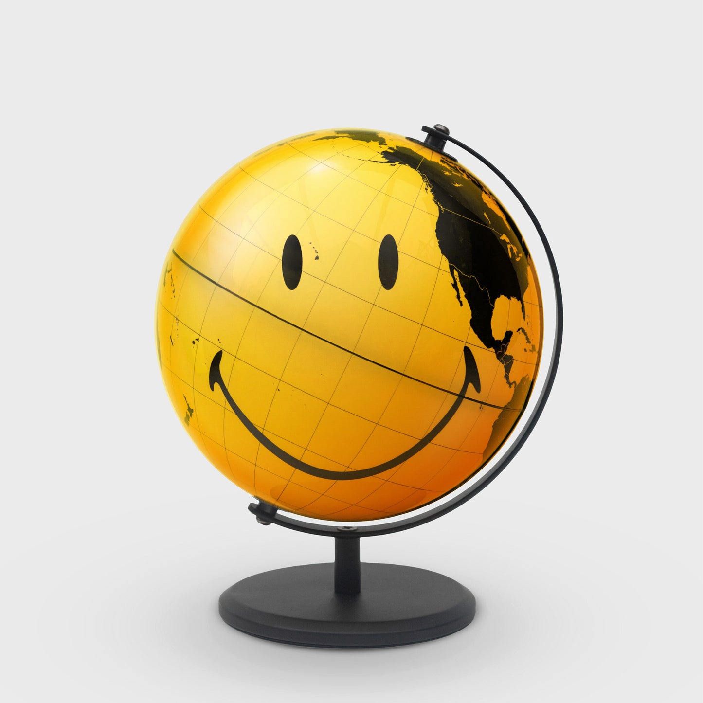 Mappamondo "Smiley" â?" Globo girevole da scrivania giallo con faccina sorridente