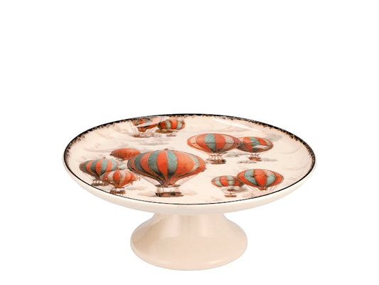 Alzata Natalizia Sky Voyager in Stoneware Ø 26 cm - Piatto da Portata con Piedistallo, Decorazione per Torte, Dolci e Dessert H&H