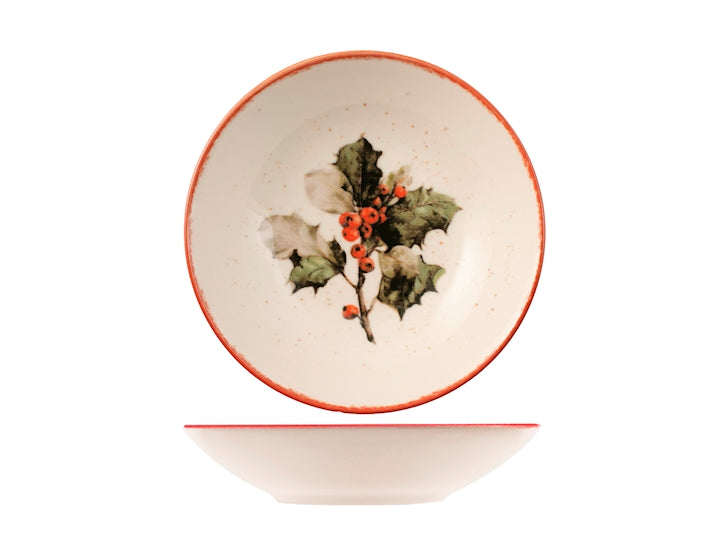 Servizio Piatti Natalizio Magical Holly 18 Pezzi in Stoneware - Set Tavola per 6 Persone con Piatti Piani, Fondi e Dessert, Design Coupe H&H
