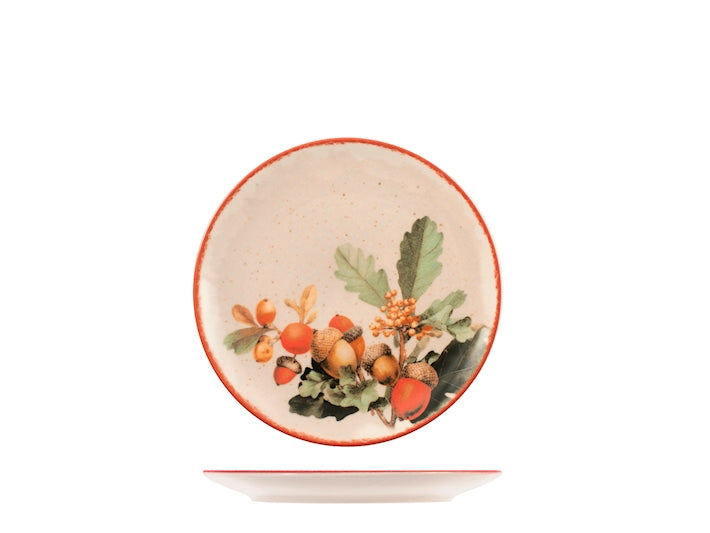 Servizio Piatti Crimson Leaves 18 Pezzi in Stoneware - Set Tavola per 6 Persone con Piatti Piani, Fondi e Dessert, Design Coupe Elegante e Decorativo H&H
