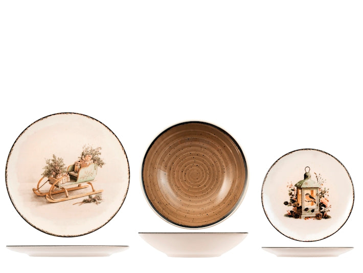 Servizio Piatti Tender Light 18 Pezzi in Stoneware - Set Tavola per 6 Persone con Piatti Piani, Fondi e Dessert, Design Coupe Elegante e Raffinato H&H