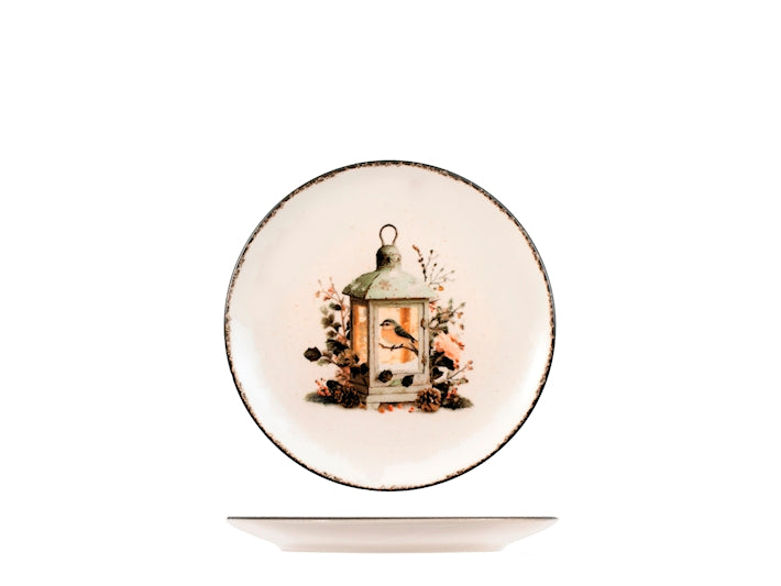 Servizio Piatti Winter Buddy 18 Pezzi in Stoneware, Set Tavola Natalizio per 6 Persone, Design Coupe con Decorazioni Invernali
