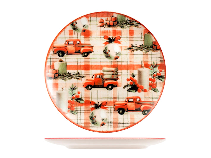 Servizio Piatti Natalizio Joyful Tradition 18 Pezzi in Stoneware - Set Tavola per 6 Persone con Piatti Piani, Fondi e Dessert, Design Coupe Elegante e Decorativo H&H