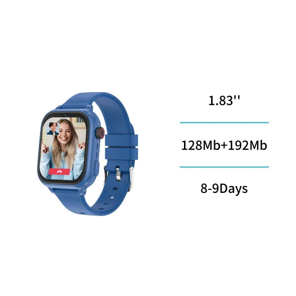 Orologio Intelligente per Bambini SW2795 4G con GPS, Schermo 1,83", Batteria 750 mAh, Custodia in Silicone e Cordino – Blu