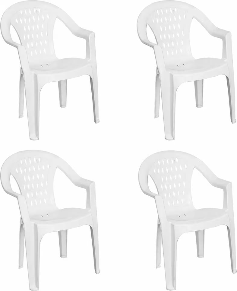 Set 4 Poltrone Tressi Bianca in polipropilene