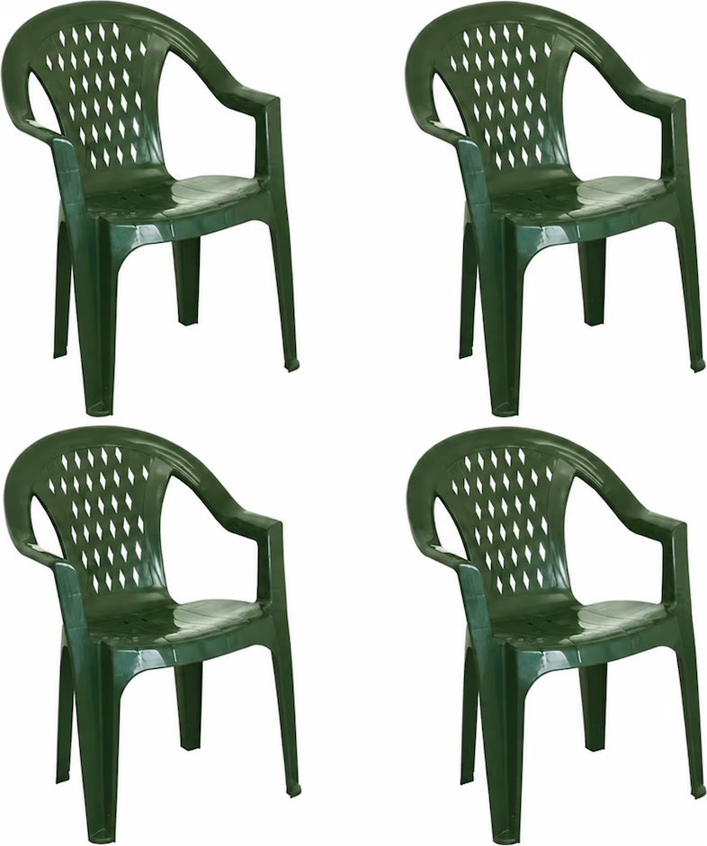 Set 4 Poltrona Tressi Verde in polipropilene