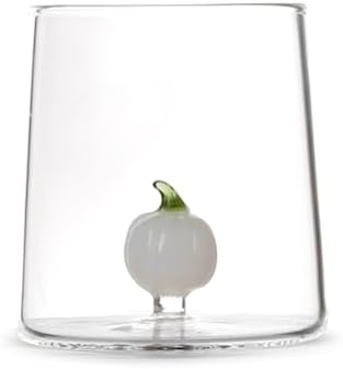 Bicchiere in vetro borosilicato trasparente con miniature decoro zucca biancaH&H