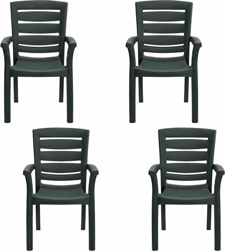 Set 4 Poltrone MAXY AMAZON – Sedie con Braccioli Color Antracite per Interno ed Esterno IGAP