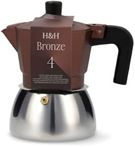 Caffettiera in Alluminio/Inox Bronze Induzione 4 Tazze Curva