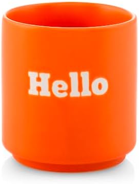 Bicchiere in Ceramica arancione con Scritta "Hello" - Capacità 200 ccH&H