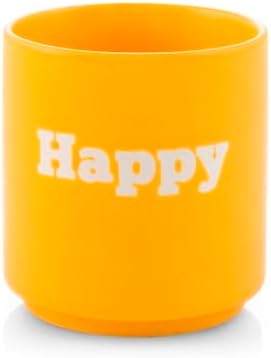 Bicchiere in Ceramica giallo con Scritta "Happy" - Capacità 200 ccH&H