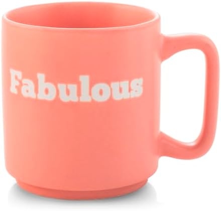 Tazza in Ceramica rosa con Scritta "Fabulous" - Capacità 320 ccH&H