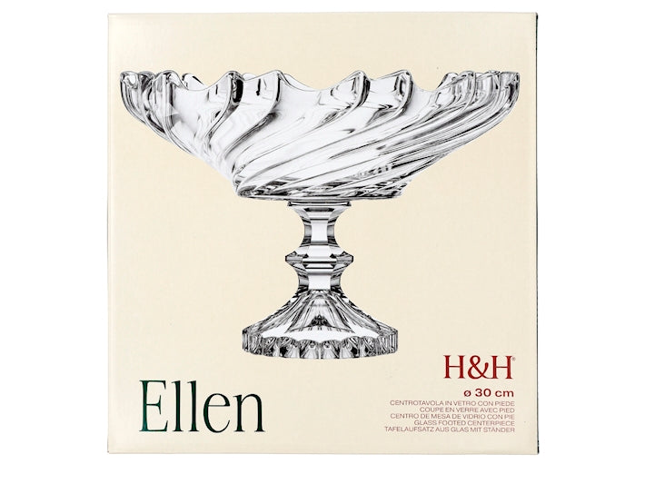Centrotavola Ellen in Vetro con Coperchio 30 x 20 cm - Contenitore Decorativo Elegante per Soggiorno, Tavola e Complemento d'Arredo H&H