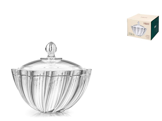 Scatola Decorativa Ellen in Vetro 19 x 17,5 cm - Contenitore Elegante Portaoggetti per Casa, Soggiorno e Complemento d'Arredo H&H