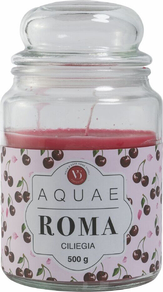 Candela in cera giara in vetro Ciliegia 500gr Aquae Roma