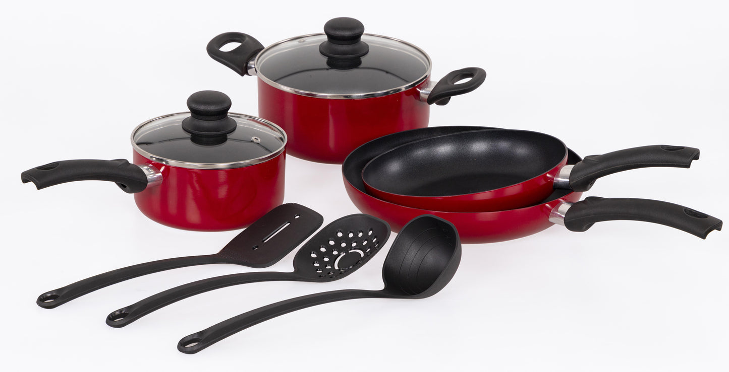 Casa Collection Batteria 9 Pezzi Mareva Rosso