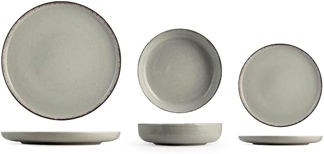Servizio tavola 12 piatti pearl in porcellana colore grigioH&H