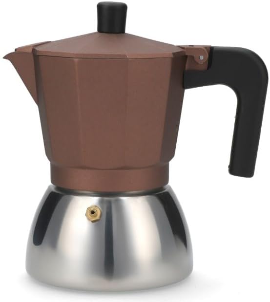 Caffettiera in Alluminio/Inox Bronze Induzione 6 Tazze Curva