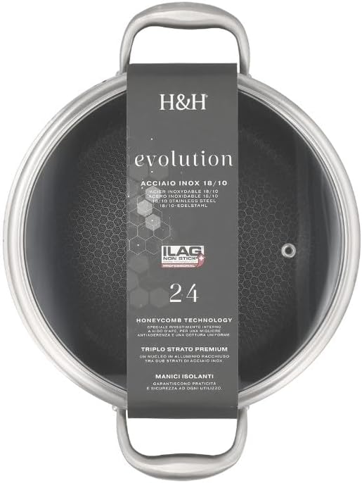 Casseruola 2 Manici H&H ATD Evolution 24 cm con Coperchio per Induzione