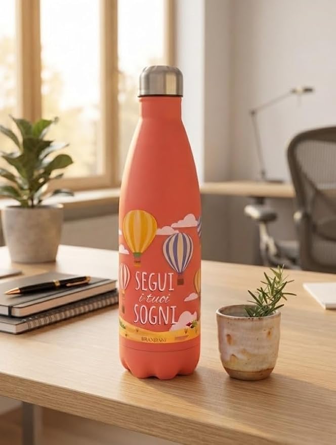 Bottiglia Termica Brandani 500 ml Arancione in Acciaio Inox con Chiusura Ermetica