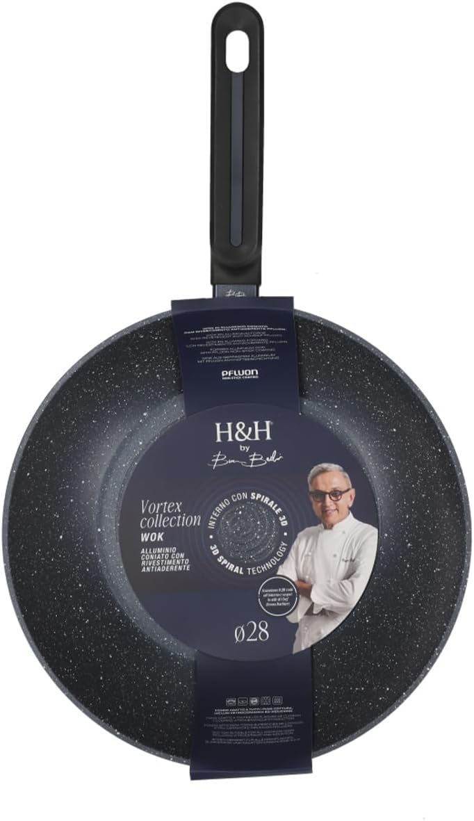Padella Wok H&H ATD Vortex Barbieri 28 cm per Induzione