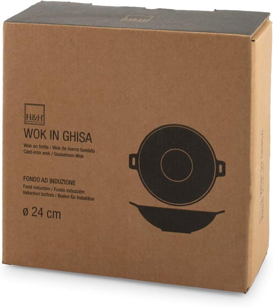 Wok 2 manici in ghisa smaltata cm 24