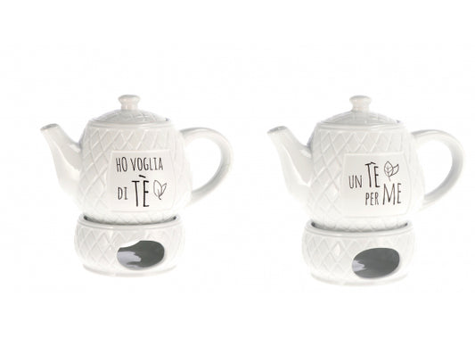 Teiera in ceramica con riscaldatore