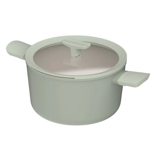 Pentola antiaderente con coperchio balance sage verde salvia 24x14cm