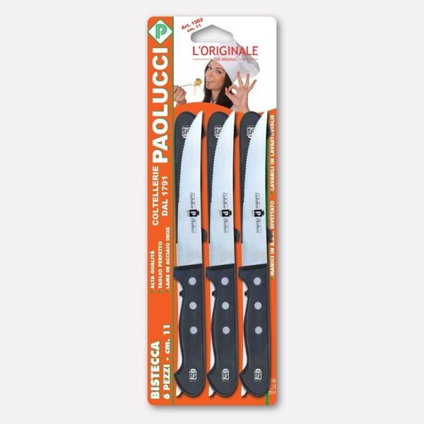 Set 6 coltelli per bistecca, lama inox con manico in ABS