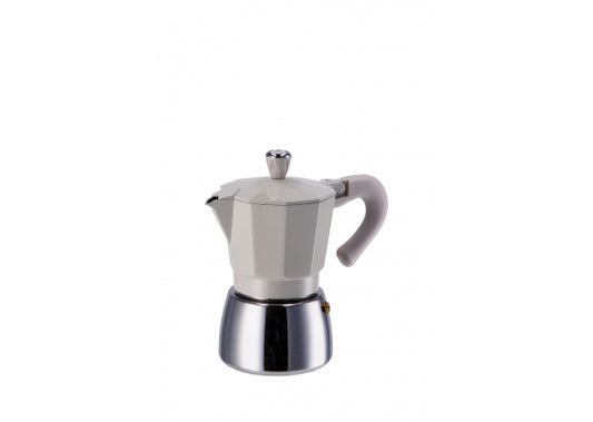 caffettiera in alluminio per piano a induzione 6 tazze color tortora