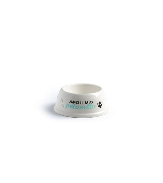 Ciotola per cani in ceramica con scritta amo il mio pelosetto