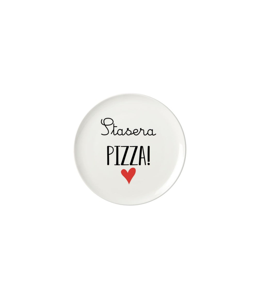 Piatto pizza in ceramica 32 cm con scritta stasera pizza