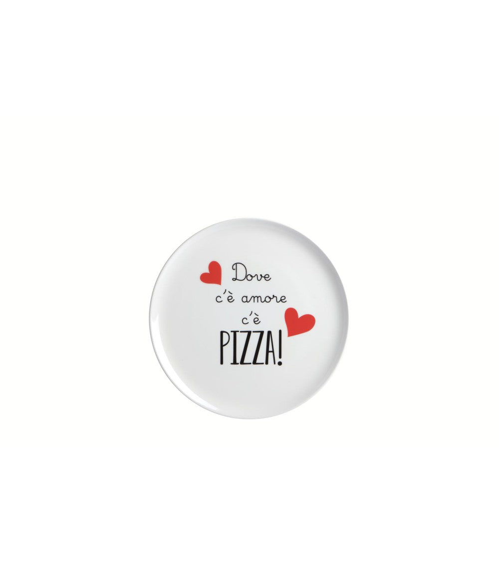 Piatto pizza in ceramica 32 cm con scritta dove c'è amore c'è pizza