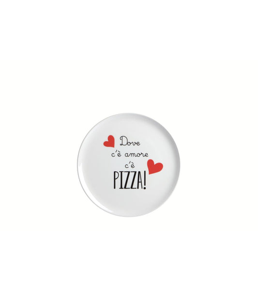 Piatto pizza in ceramica 32 cm con scritta dove c'è amore c'è pizza