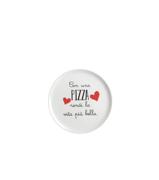 Piatto pizza in ceramica 32 cm con scritta con una pizza rendi la vita più bella