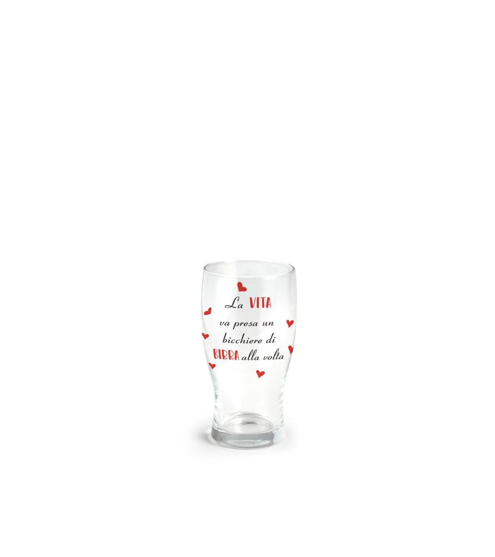Bicchiere per birra 40 cl con scritta la vita va presa un bicchiere di birra alla volta