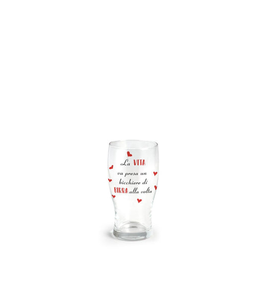 Bicchiere per birra 40 cl con scritta la vita va presa un bicchiere di birra alla volta