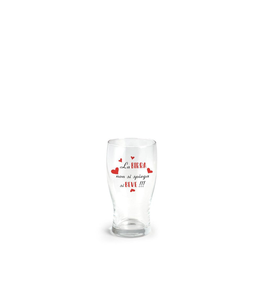 Bicchiere per birra 40 cl con scritta la birra non si spiega si beve