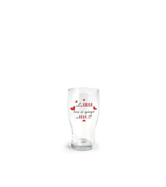 Bicchiere per birra 40 cl con scritta la birra non si spiega si beve