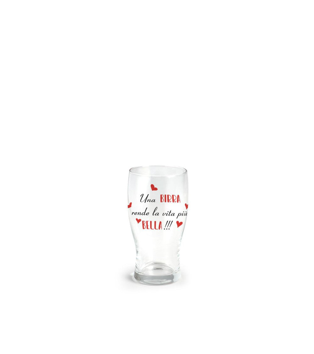 Bicchiere per birra 40 cl con scritta una birra rende la vita piâ?" bella