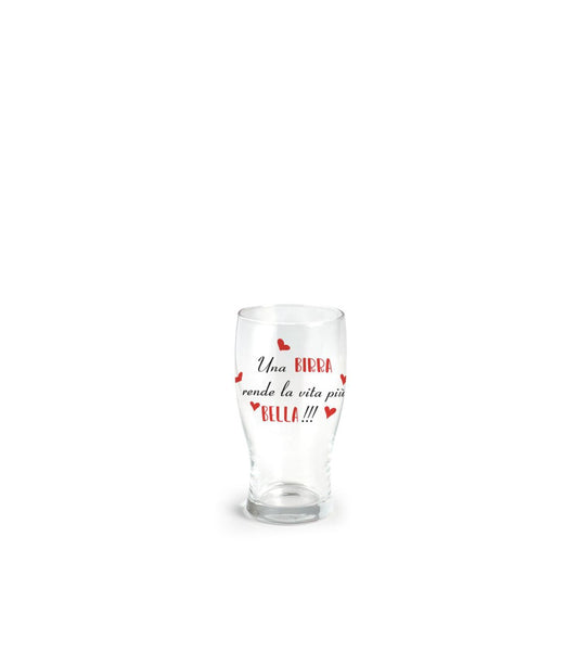 Bicchiere per birra 40 cl con scritta una birra rende la vita piâ?" bella