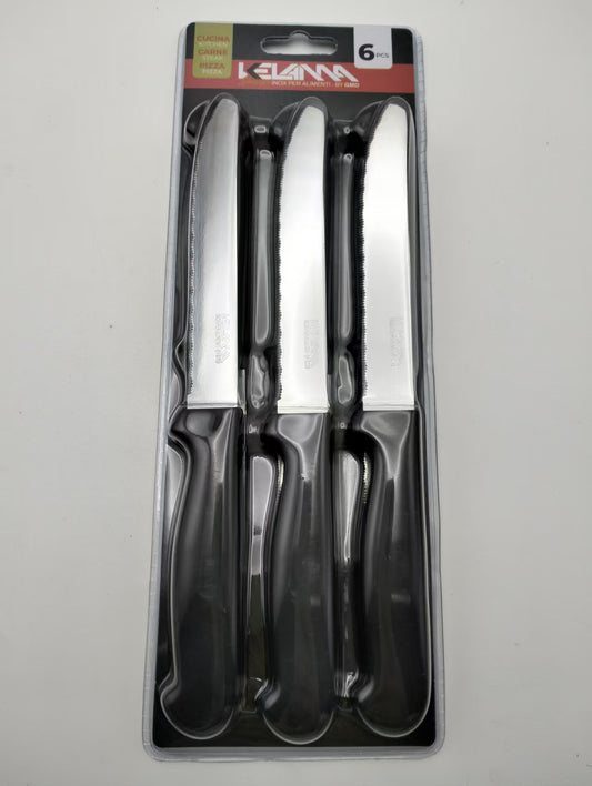 Kelama deluxe coltello da tavola nero 6 pz